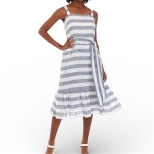 Philisophy Striped Sleeveless Dress Flounce Hem - Blue and White - NO BELT